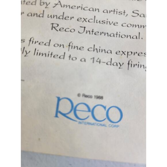 Reco 1988 Pretty as a Picture by Sandra Kuck Plate 9.5" w/ COA & Box #0937BC - Picture 15 of 16